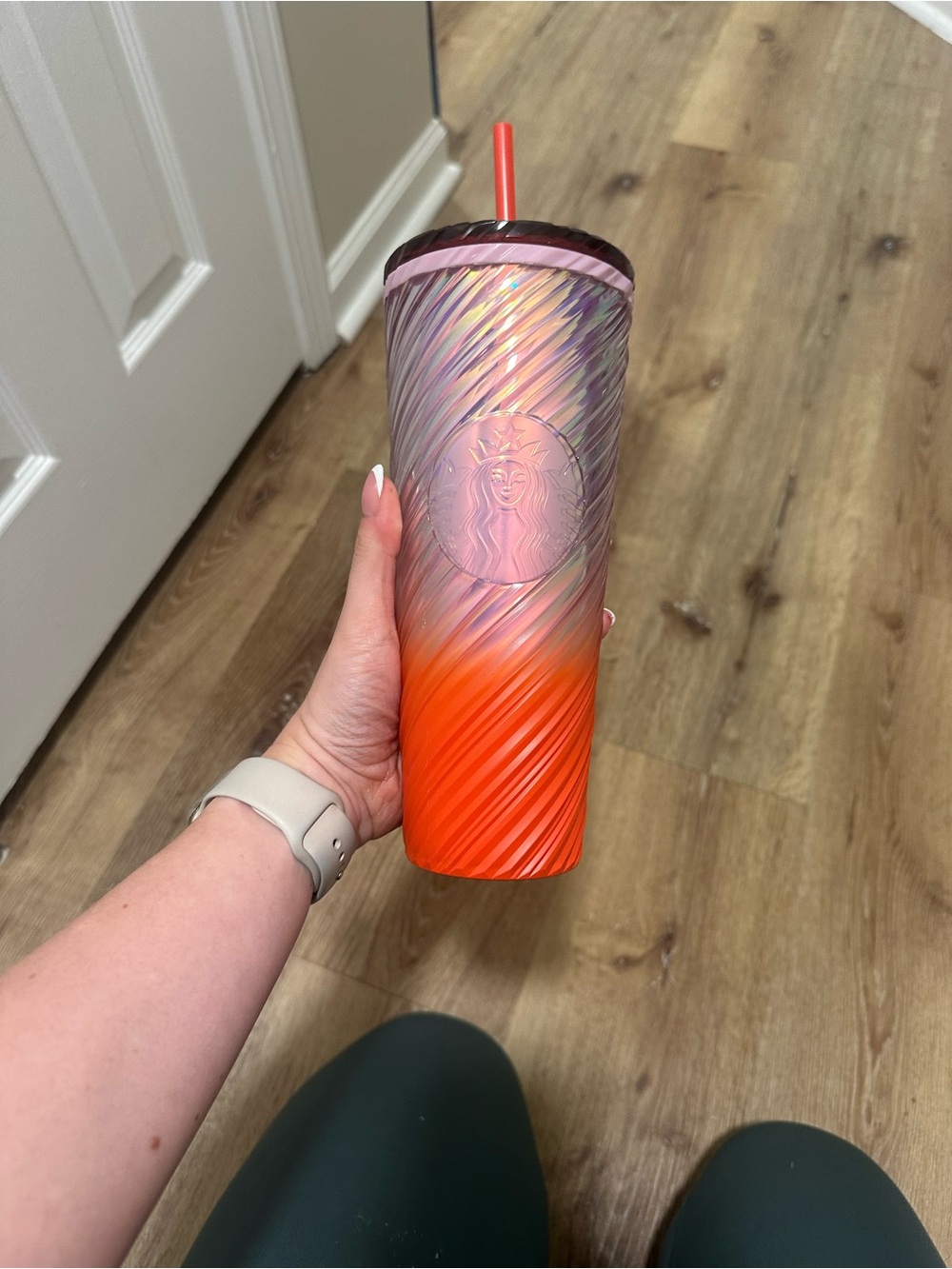 Starbucks Pink to Orange Gradient Spiral Tumbler